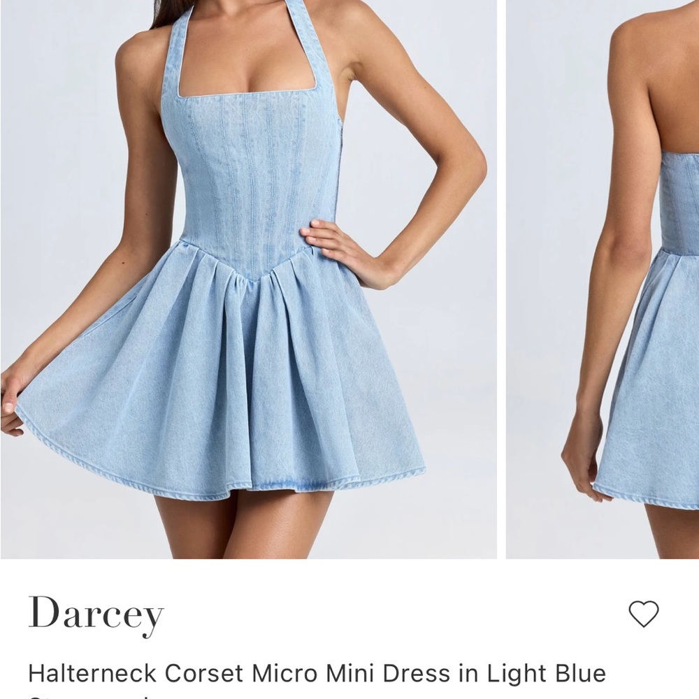 Denim Blue Halterneck Corset Mini Dress